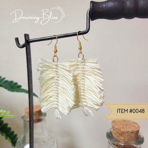 White Fringe Dangle Earrings- Classic Soft- Tineka Dawn